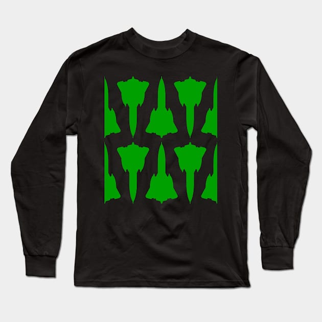 Lockheed SR-71 Blackbird - Green & White Pattern Design Long Sleeve T-Shirt by PlaneJaneDesign